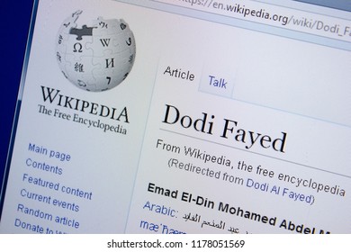 Ryazan, Russia - September 09, 2018 - Wikipedia Page About Dodi Fayed On A Display Of PC.