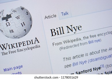 Ryazan, Russia - September 09, 2018 - Wikipedia Page About Bill Nye On A Display Of PC.