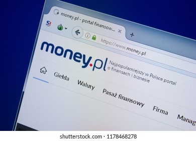 Ryazan, Russia - September 09, 2018: Homepage Of Money Website On The Display Of PC, Url - Money.pl