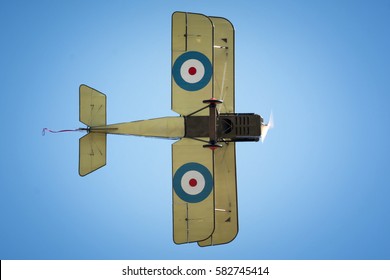 RYBNIK, POLAND - JUNE 18, 2016: Historical Plane S.E.5 Replica In Flight