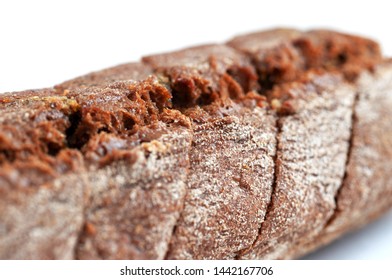 rye baguette close-up on white background