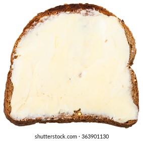 Rye Bread And Butter Sandwich Isolated On White Background