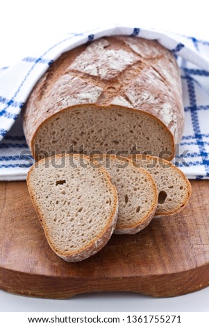 Similar – Image, Stock Photo Rustic bread on wooden table