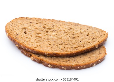 Rye Bread Slice On A White Background.