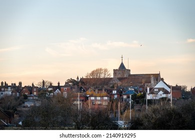 RYE, ENGLAND - FEBRUARY 26th, 2022: View Of Rye And The Tower Of St Mary The Virgin Church, East Sussex