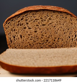 Rye Sourdough Bread Sliced Closeup