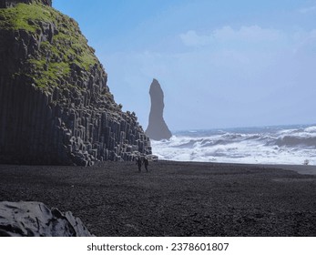 Rynisfjara black sand beach, iceland. black sand beach and reynisdrangar stack rocks of vik i myrdal, iceland. northern europe. - Powered by Shutterstock