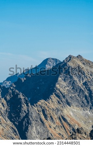 Rysy and Ladovy stit mountain peak in Vysoke Tatry mountains in Slovakia during beautiful autumn day Stock foto © 