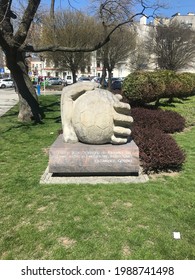 Rzeszow, Poland - April 28 2021: Ball Monument To Kazimierz Górski At Słowackiego Square