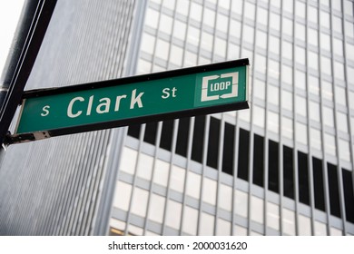 S Clark Street Sign In Chicago, USA