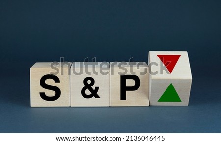 S P 500 Index is changing the trend and going up or down. The cubes form the S P expression. Business concept