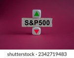 S and P 500 Index symbol. A cube with an arrow that symbolizing that the S and P 500 Index is changing the trend, goes up instead of down. Business, S and P 500 concept.