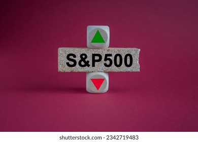 S and P 500 Index symbol. A cube with an arrow that symbolizing that the S and P 500 Index is changing the trend, goes up instead of down. Business, S and P 500 concept.