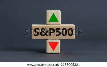 S and P 500 Index symbol. A cube with an arrow that symbolizing that the S and P 500 Index is changing the trend, goes up instead of down. Business, S and P 500 concept.