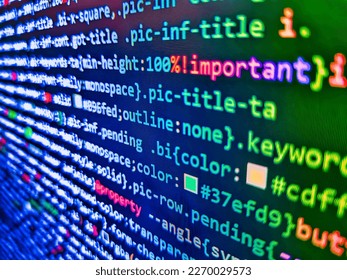 S. Programming code. Hacker breaching net security. Abstract IT technology background. Modern tech. Technology background. Program code PHP HTML CSS of site. Lines of minificated JS code