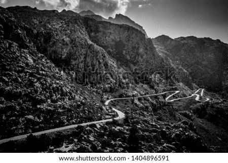 Similar – Serpentinen der alten Straße über den Gotthardpass in den Schweizer Alpen