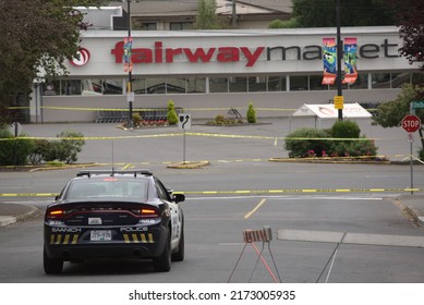 Saanich, BC - June 29th 2022: Saanich Police Enter Their Second Day Of Investigation Into A Bank Robbery Turned Shootout That Left 2 Suspects Dead And 6 Officers Wounded The Day Prior