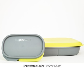 Sabah,Malaysia,June 30 2021 : Food Plastic Container By Brand Tupperware Isolated On White Backround.