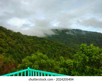 Sabang, Indonesia - August 2, 2021:The mountain is very beautiful because it is covered with clouds , Aceh Province, Indonesia on August 2, 2021