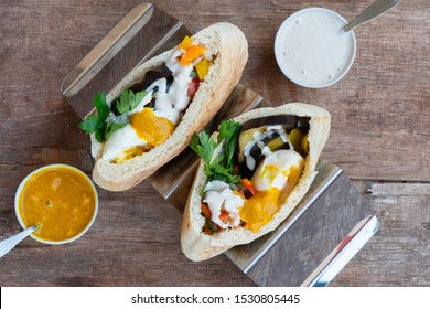 Sabich Sandwich - Pita Stuffed With Fried Eggplant And Hard Boiled Eggs Iraqi Jews