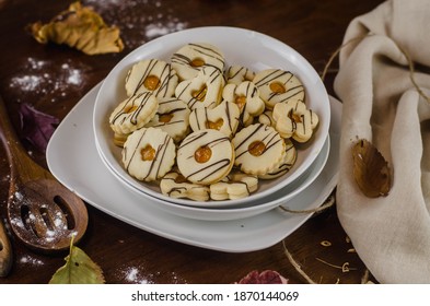 Sable Cookies With Jam And Icing Sugar 