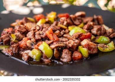 Sac dish with eggplant, potato, tomato. Sac Tava, Sac Kavurma - Shutterstock ID 2002335332