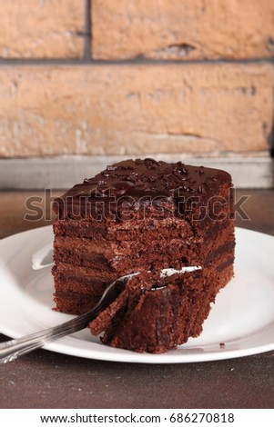 Similar – Image, Stock Photo Chocolate brownie pieces on wooden background