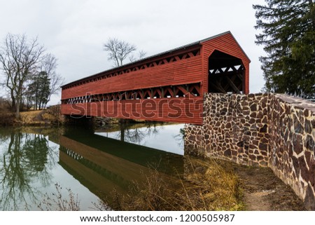 Sachs Covered Bridge in Gettysburg, Pennsylvania on a Moody Day..