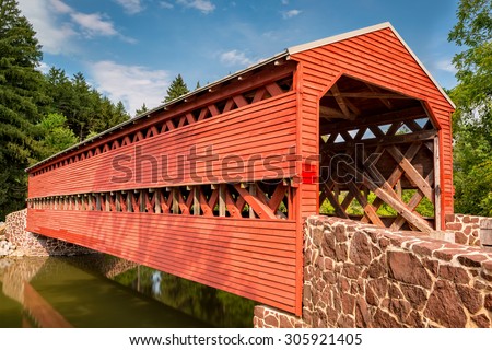 Sachs Covered Bridge, a Town truss covered bridge over Marsh Creek, in Adams county Pennsylvania