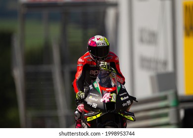 SACHSENRING, GERMANY - JUNE 18, 2021: Spanish Aprilia Rider Aleix Espargaro At 2021 Liqui Moly MotoGP Of Germany