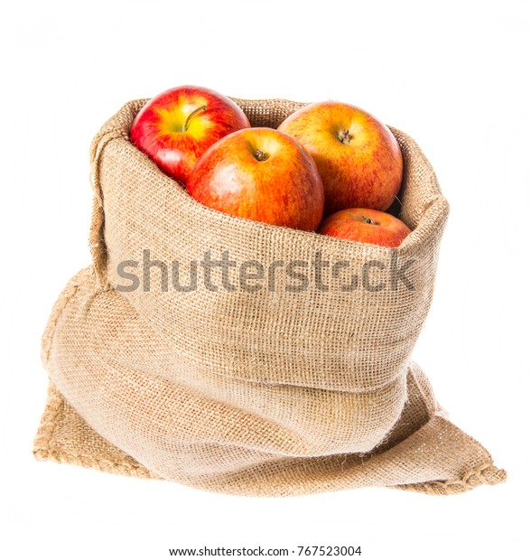 Sack Apples Isolated On White Background Stock Photo (Edit Now) 767523004