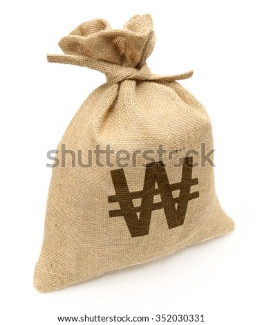 A sack bag of wons with PATH. (KRW: Korean won)