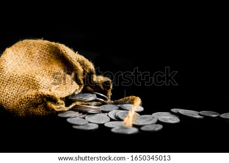 sack with the thirty silver coins biblical symbol of the betrayal of judas