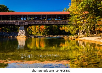 The Saco River Covered Bridge In Conway, New Hampshire.