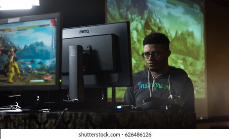 SACRAMENTO - APRIL 14: ESports Athlete Victor Punk Woodley Playing Street Fighter V At Video Game Tournament NCR NorCal Regionals 2017.