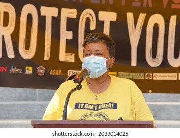 Sacramento, CA - Aug 28, 2021: Betty Williams From The NAACP Speaking At The March On For Voting Rights Rally Outside The State Capitol Building.