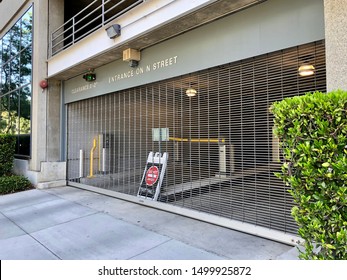 Sacramento, CA - August 28, 2019: Parking Garage Gate Closed On The Weekend In A High Rise Office Building.