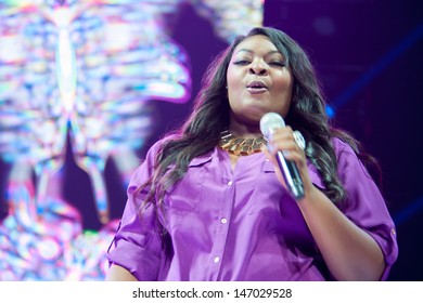 SACRAMENTO, CA -JULY 22: Candice Glover Performs In The 2013 American Idol Tour At Sleep Train Arena In Sacramento, California On July 22, 2013