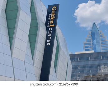 Sacramento, CA - June 18, 2022: Close Up Of The Golden One Center Arena In Midtown. 