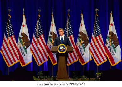 Sacramento, CA - March 8, 2022: California Governor Gavin Newsom Speaking At The State Of The State Address In Sacramento, CA.