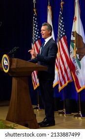 Sacramento, CA - March 8, 2022: California Governor Gavin Newsom Speaking At The State Of The State Address In Sacramento, CA.