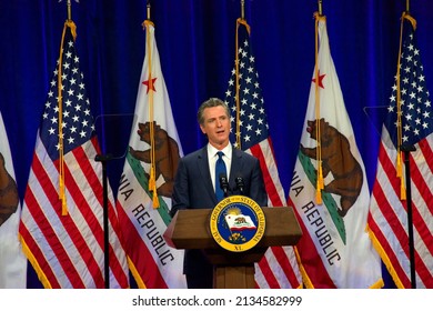 Sacramento, CA - March 8, 2022: California Governor Gavin Newsom Speaking At The State Of The State Address In Sacramento, CA.