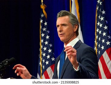 Sacramento, CA - March 8, 2022: California Governor Gavin Newsom Speaking At The State Of The State Address In Sacramento, CA.