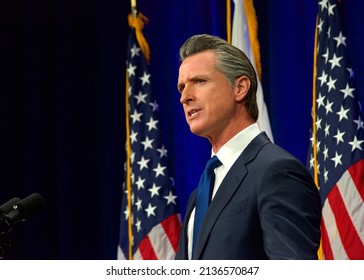 Sacramento, CA - March 8, 2022: California Governor Gavin Newsom Speaking At The State Of The State Address In Sacramento, CA.