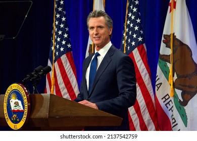 Sacramento, CA - March 8, 2022: California Governor Gavin Newsom Speaking At The State Of The State Address In Sacramento, CA.