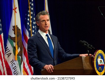 Sacramento, CA - March 8, 2022: California Governor Gavin Newsom Speaking At The State Of The State Address In Sacramento, CA.