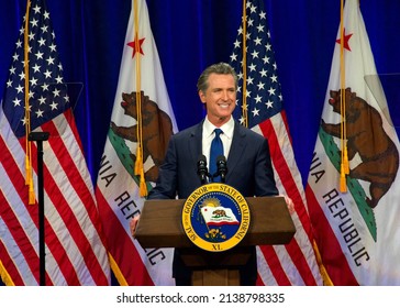 Sacramento, CA - March 8, 2022: California Governor Gavin Newsom Speaking At The State Of The State Address In Sacramento, CA.