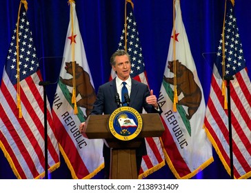 Sacramento, CA - March 8, 2022: California Governor Gavin Newsom Speaking At The State Of The State Address In Sacramento, CA.