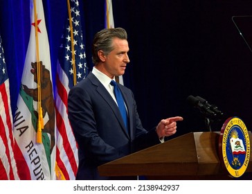 Sacramento, CA - March 8, 2022: California Governor Gavin Newsom Speaking At The State Of The State Address In Sacramento, CA.