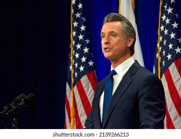 Sacramento, CA - March 8, 2022: California Governor Gavin Newsom Speaking At The State Of The State Address In Sacramento, CA.